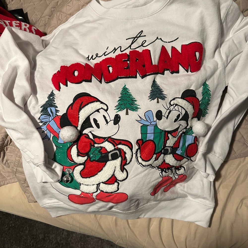 Disney White and Red Winter Wonderland Sweater